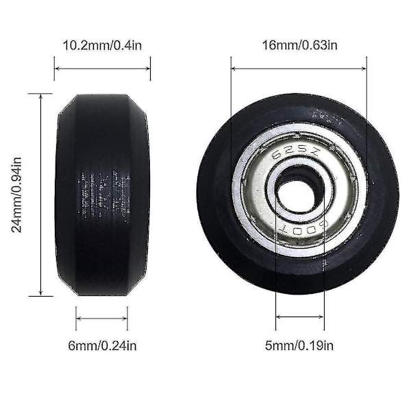 12 stk. store plastikhjul med Perlin-lejer til 3d-printer Kompatibel med Cr-10, Cr-10s, Hybrid C