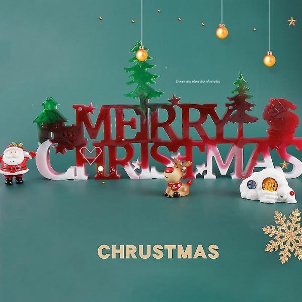 Merry Christmas Silikon Mold Casting Resin Epoxy Mold Xmas Ornament
