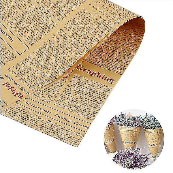 40 ark presentpapper, blomsteromslagsmaterial, presentpapper, torkad blomma