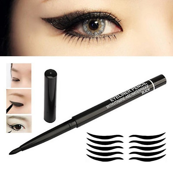 Svart Eyeliner Automatisk Rotation Snabbtorkande Vattentät Penna Långvarig Inte