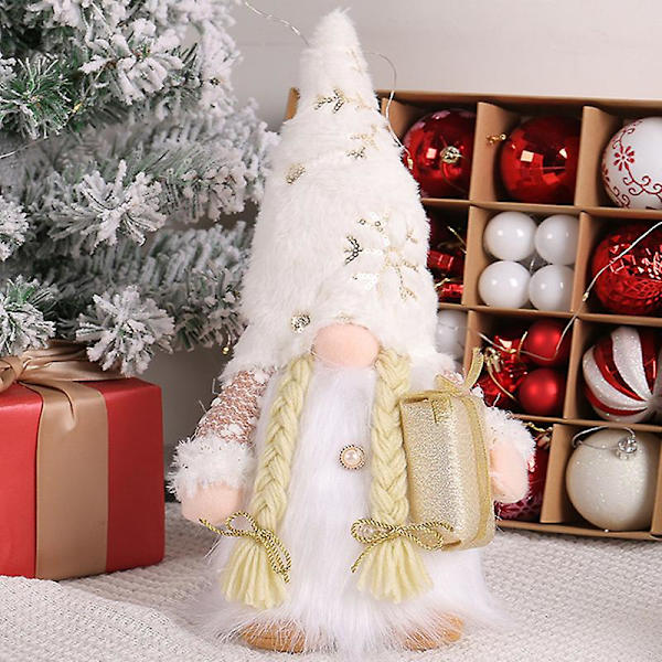 Juldocka Elf Sequin Gnome Med LED-ljus Juldekorationer 2023 För Hem Xmas Navidad Nyår Barnpresenter boy