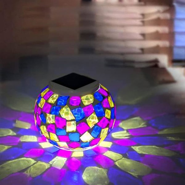 Fargeskiftende mosaikkglasskule Solar Garden Light Vanntett solcelledrevet bordlampe
