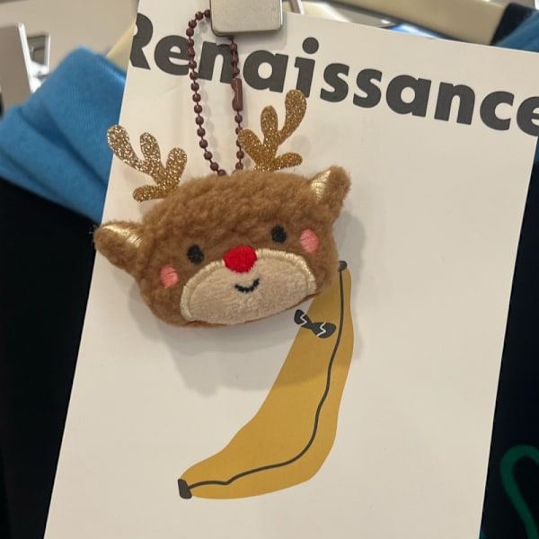 Plush Jultomte, Rensa, Snögubbe Nyckelring, Väska Dekoration, Skola curly christmas tree bead chain