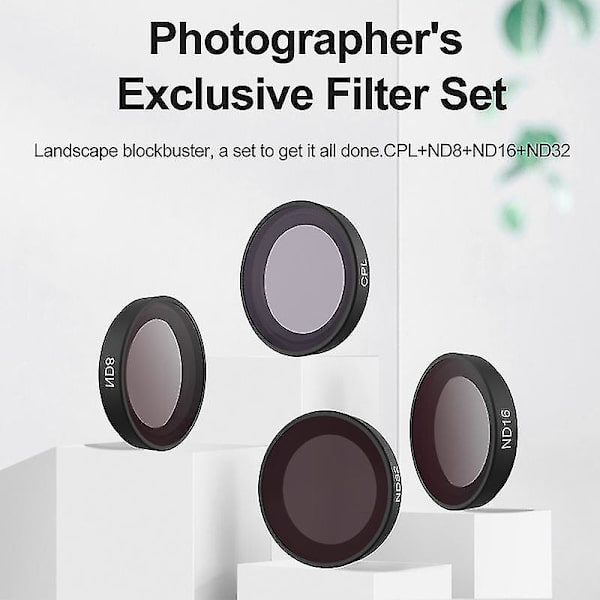 Kamerafilterkit med 4 stk. filtre (cpl + Nd8 + Nd16 + Nd32) Hd optisk glas multilagsbelægning aluminiumslegering rammeudskiftning til Insta360 Go2