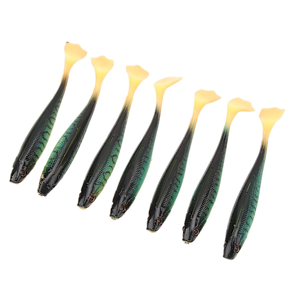 Kunstig blød agn til saltvands- og ferskvandsfiskeri - 7 stk. T-hale fiskeagn 10 cm 5,5 g - Farverig glitter 3D-øjne - Type 2