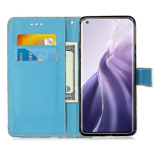 Kompatibel med Xiaomi Mi 11 Etui Læder Flip Wallet Cover med Kortlomme Holder Kickstand Mønster - Hjerte Sommerfugl