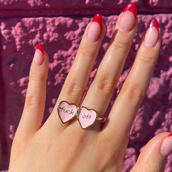 Justerbar ring Fuck-off Heart Band Ring Inspirerande Personlig Smycken