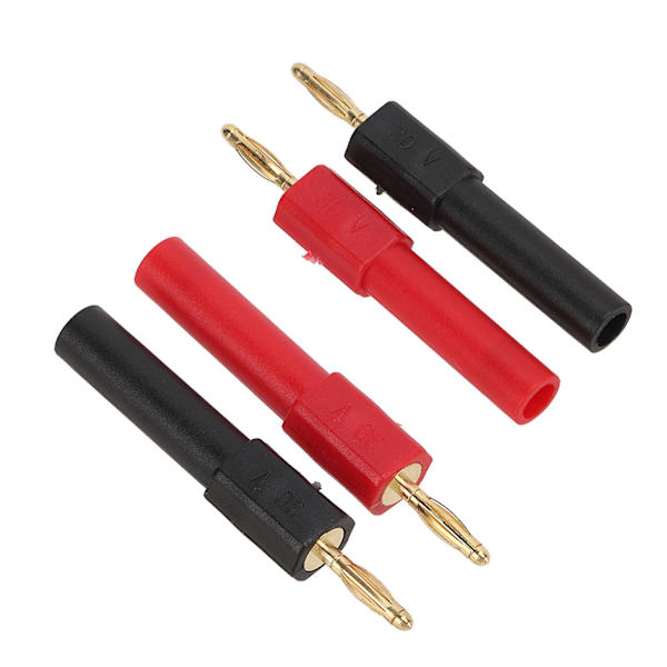 5-pak bananpluggadapter PA messingmaterial 2mm/0,08 tommer hann til 4mm/0,16 tommer hunn rød svart bananpluggkontakt