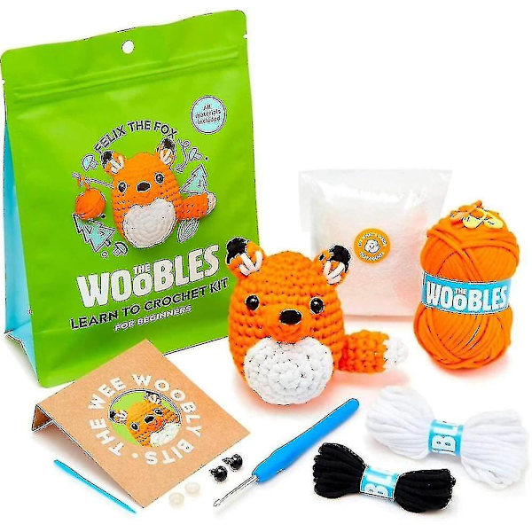 Virka Kit för Nybörjare DIY Virkad Plyschdjurskit Nybörjarvirkningskit fox