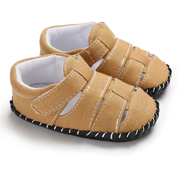 Baby Pojkar Flickor Sommar Sandaler Mjuk Sula Canvas Stängd Tå Småbarn Spädbarn Utomhus Promenadskor d khaki 0-6 months infant