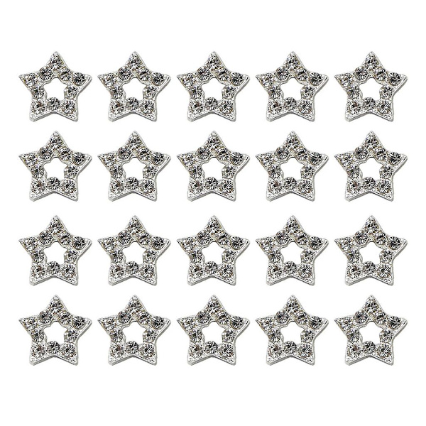 20 stk. 3D-stjerneformede negledekorationer i krystal - Neglekunstpynt A