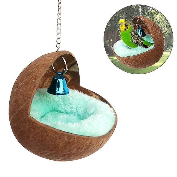 Naturligt kokosnötsskal fågelbosäng för husdjur Papegoja undulatparakit Cockatiel (kudde Slumpmässig färg)
