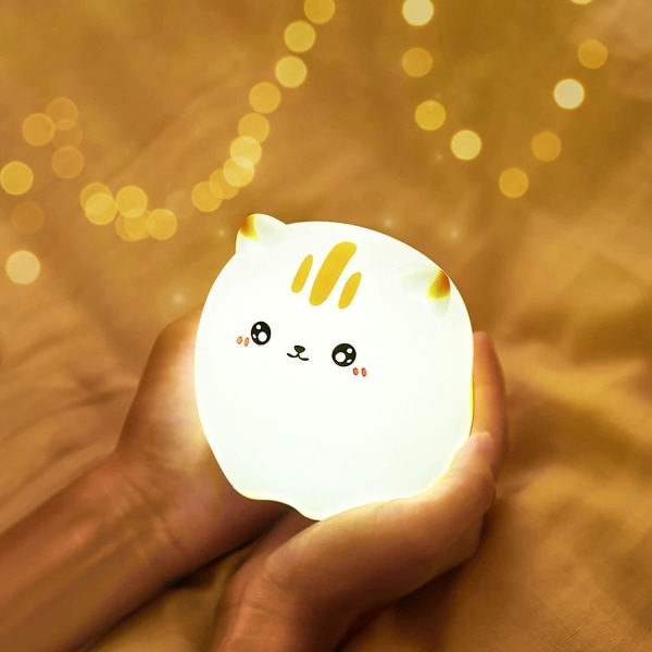 Led Nursery Night Lights For Kids 16 Farger Skiftende, Usb Oppladbar Silikon Cat Night Light Lampe, Gaver Til Småbarn