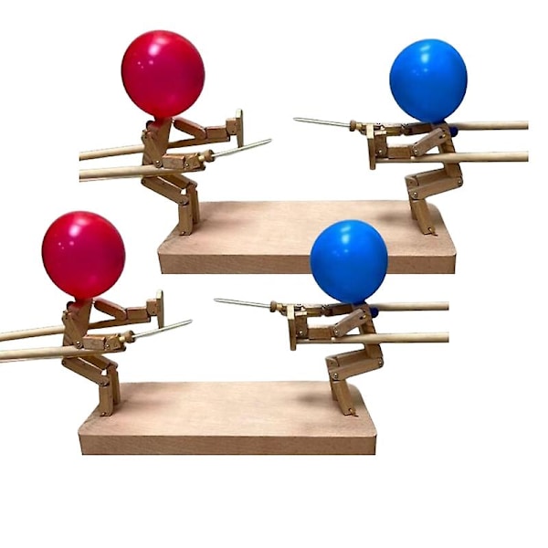 2 stk. Ballon Bambusmand Kampspil, 2024 Ny Håndlavet Træ Fægtespil Dukker, Punching Whack A Pack Balloner Mand Kamp