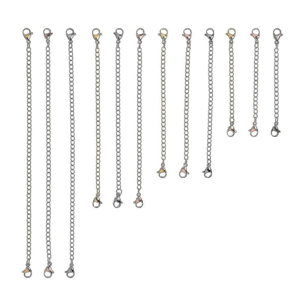 12 stk rustfrit stål halskæde forlænger armbånd forlænger forlænger kæde sæt 4 forskellige længder: 6