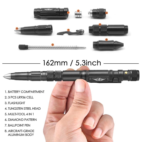 Gaver til mænd, taktisk pen med LED, gaver til mænd til far/bedstefar, gadgets til mænd/teenagere, fars dags gaver, påskegaver, julegaver til mænd