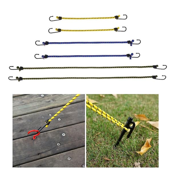 Elastisk slipsstrop med kroge til camping, kajak, cykling, bagagepakning