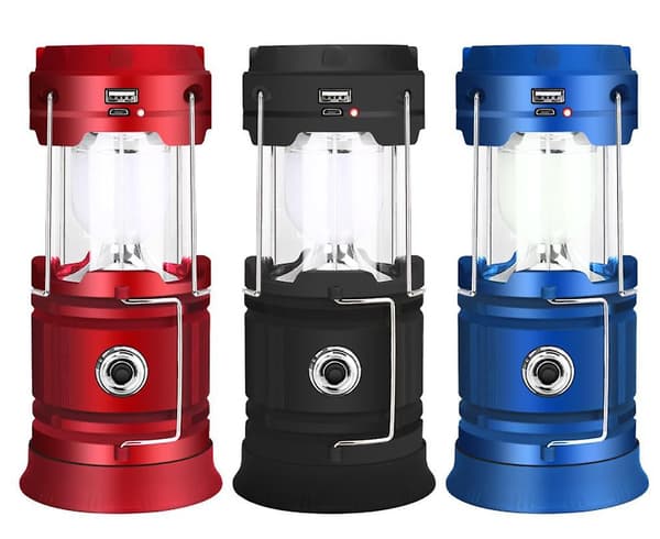Solcellsladdad bärbar utomhusnödlykta, USB-campingtältlampa