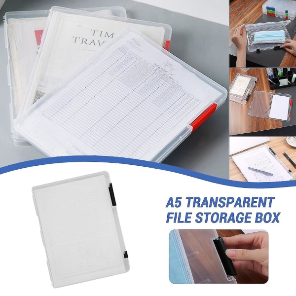 A5 gennemsigtig opbevaringsboks Klar plastdokumentpapirpåfyldningskasse Arkivæske