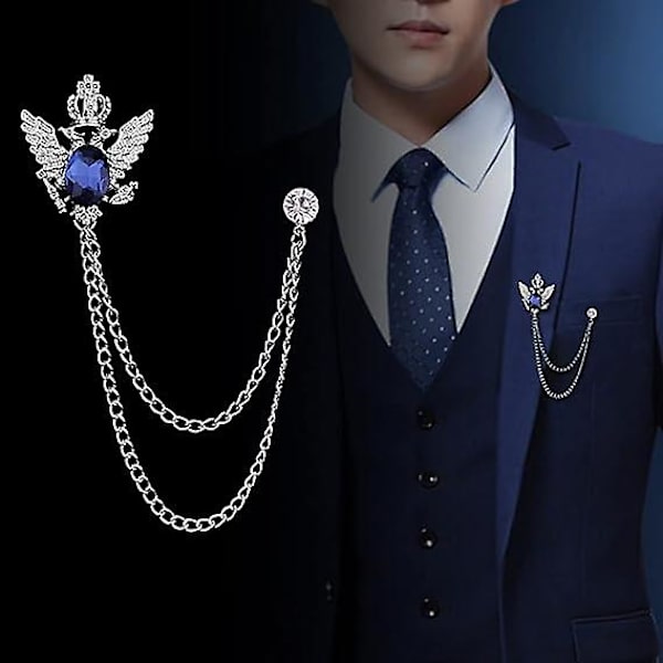 Herrar Brosch Pin Rhinestones Bröstnål för Bröllop Bankett Bukett Dekorera Kläder Halsdukar Hattar Corsage Smycken Tillbehör, 2 st