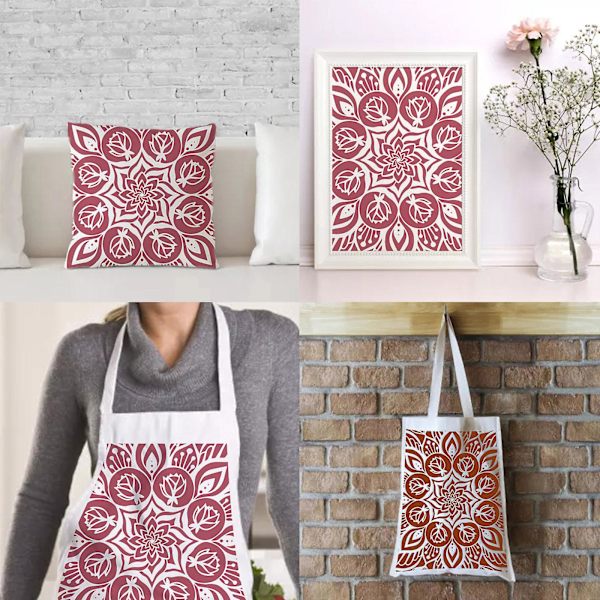 Kukka-aiheinen itseliimautuva silkkipainanta-stencilisiirto DIY-t-paitaa, tyynyä, kangaspusseja ja tekstiilejä varten