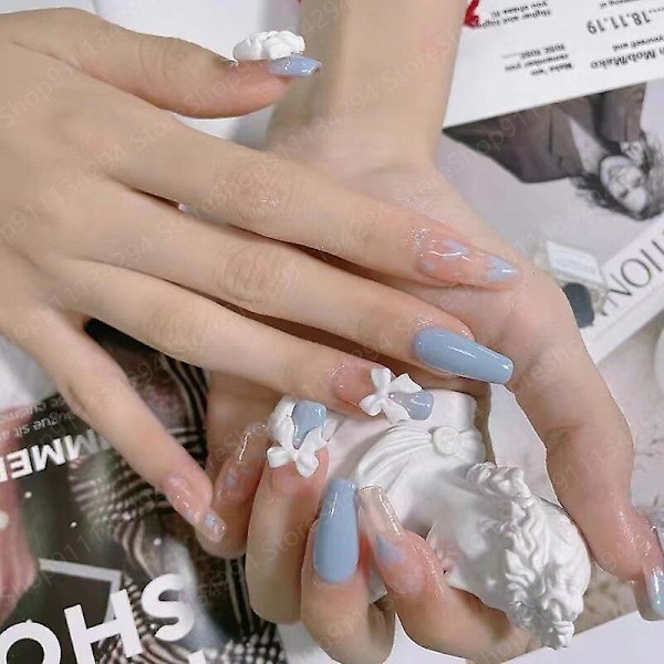 Diy Fashion All-match Hjerte Kæde Krystal Sløjfe 3d Aftagelig Bærbar Falsk Manicure Håndlavet Brud Negle Patch Smykker Gave Legetøj J L