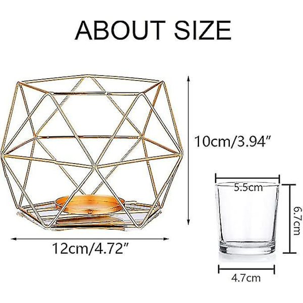 Ljusstakar i guld, geometrisk dekoration - Teeljusstake för te-ljus Dekorativa ljusstakar för hemmet, bord, hylla, mantel, modern geometrisk dekoration