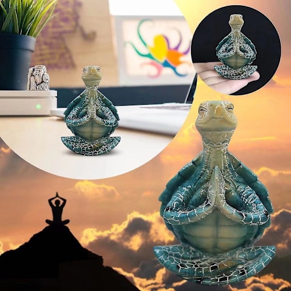 Stille meditasjons skilpadde statue harpiks materiale soverom hage stue unik personlighet blå hjem dekor
