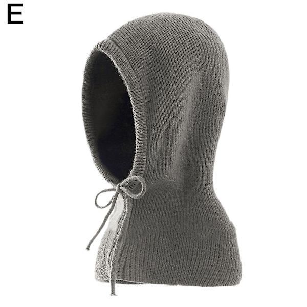 Vindtät varm ullmössa - Vintermössa stickad huva halsduk dam balaclava cew grey