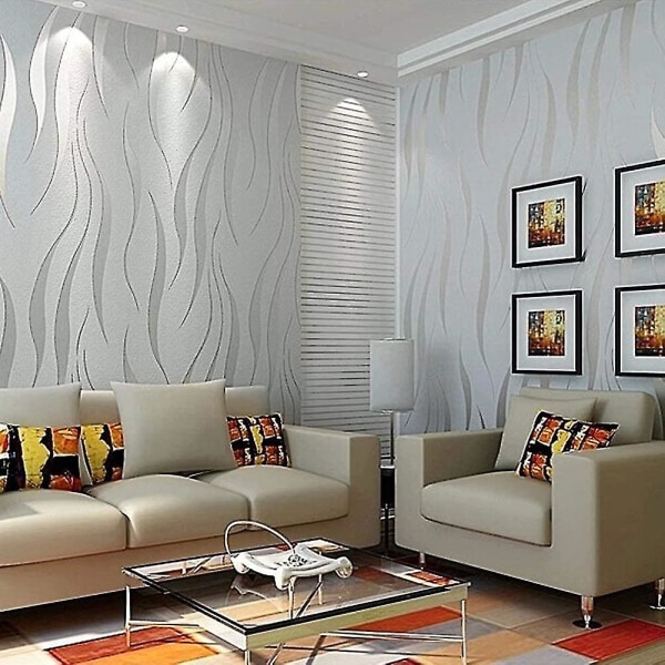 Taustakuva 3D-taustakuva 10m Wave Luxury tapettirullat flokkivat kotimakuuhuoneeseen