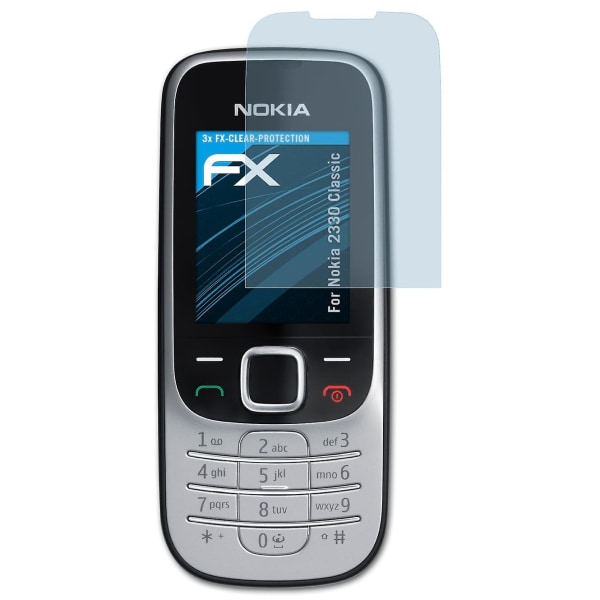 atFoliX 3x beskyttelsesfolie kompatibel med Nokia 2330 Classic Displaybeskyttelsesfolie klar
