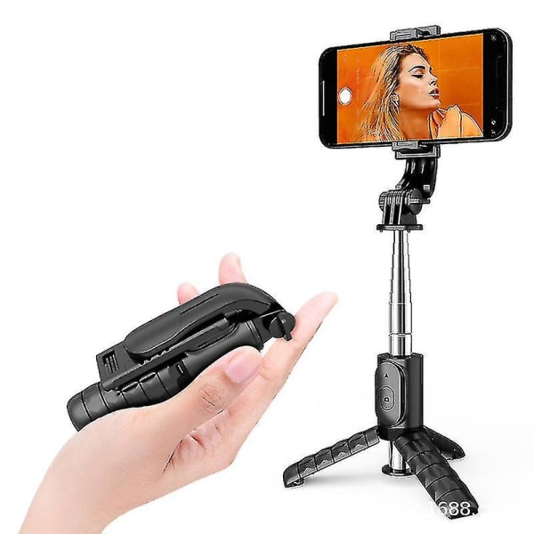 Selfie Stick-stativ med lys 3 i 1 forlænges Bluetooth Selfie Stick Kompakt Selfie Stick til fotografering