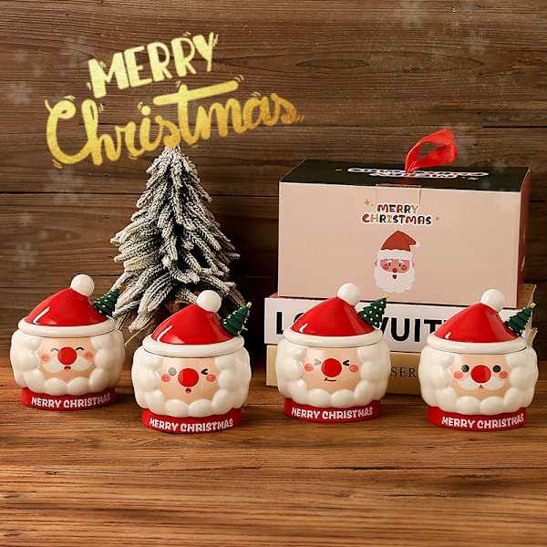 Julekop Kreativ Julekop Julemandskop Med Låg Ske Kop Souvenir Vandkop Gave Håndmalet santa claus mixed color 1 box 48 pcs 301-400ml