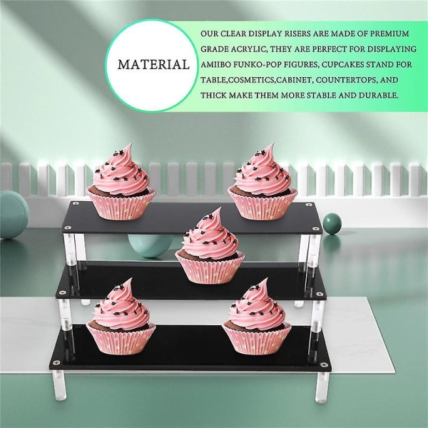 3-lags akryl Cupcake Display Stand, Collection Organizer Hylde, dessertholder og kosmetik