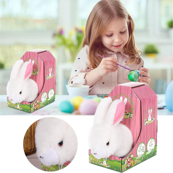 Elektronisk Plys-kaninlegetøj til kæledyr til at gå, hoppe, klemme ører, næse og børns stemme