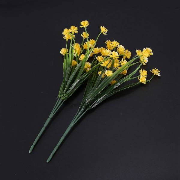 24 stk. Kunstige Blomster Udendørs Uv-Resistente Planter, Gul