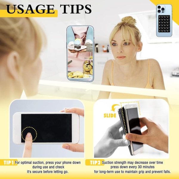 6 kpl silikoni- phone case kiinnitys, phone case liimakiinnike, silikoni handsfree-puhelintarvikepidike, selfieitä ja videoita varten