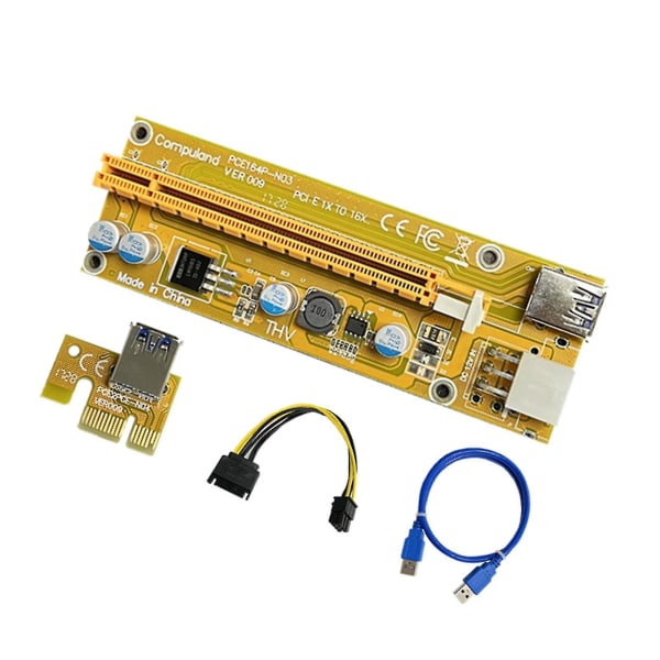 Pci Express 1x - 16x USB3.0 -jatkokaapeli Pci-e -nousukortti 6pin 2xLED