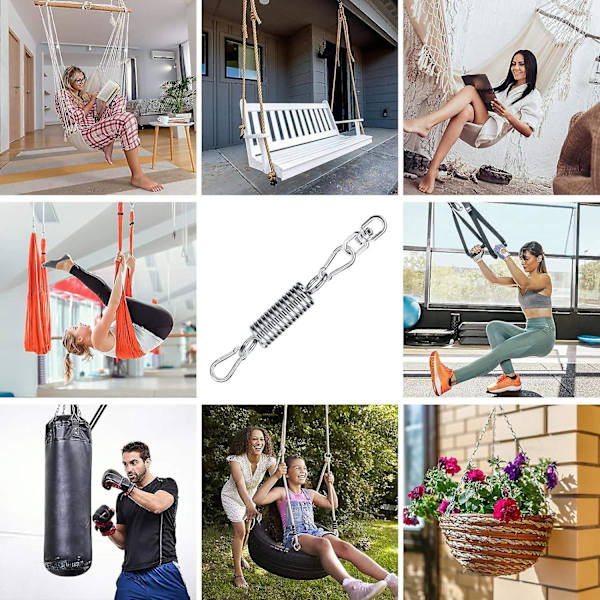 3-pakkaus riippumaton jousikoukku ja 1 rengas 360° pyörivä, 304 ruostumaton teräsjousi riipputuoliin, O