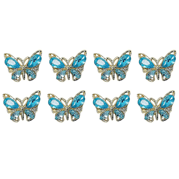 8x 3d sommerfugl-negle charms flash krystal negle charms diy manicure neglekunst smykker neglekunst dekorationer til kvinder piger 2269