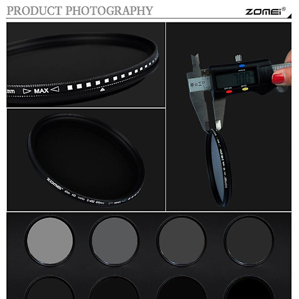 Zomei 52/55/58/62/67/72/77/82mm Justerbar Neutral Density Fader Filter Nd2-400