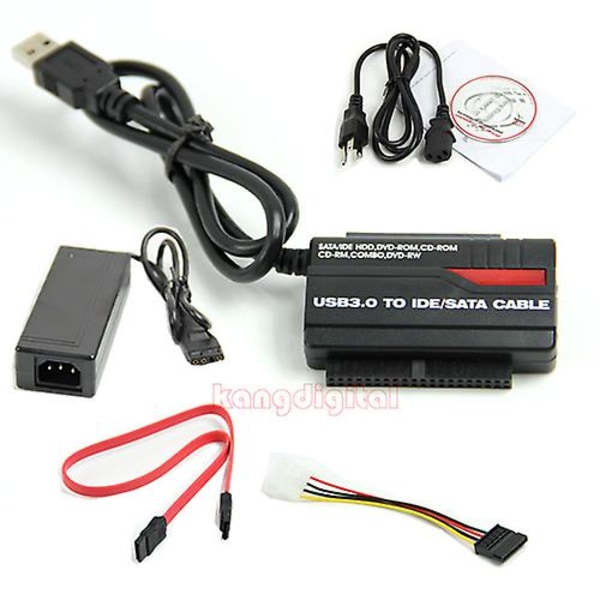 US/UK/AU/EU-plugg USB 3.0 til 2.5\" 3.5\" HDD harddisk SATA IDE-adapterkonverter
