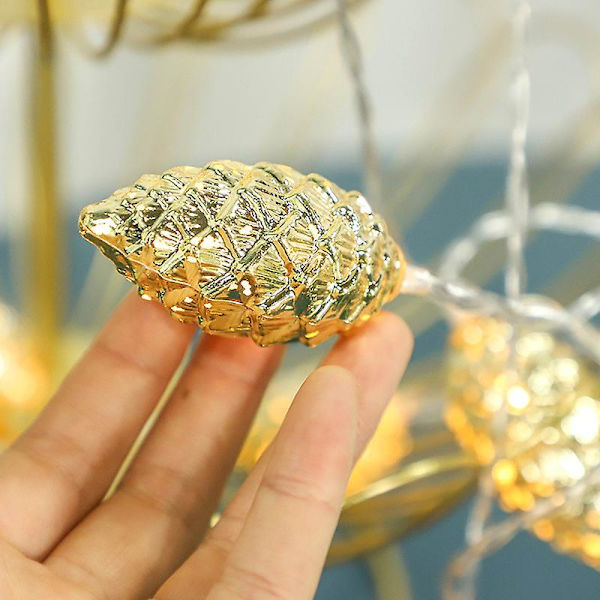 1,5m 10 LED Tallkottar Fe-ljus Jul Dekoration 2024 Julgran Dekor Ljussträng Prydnader Nytt År Girlang Noel Navidad silver