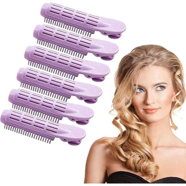 10,5 cm hårluftlugg rull fluffy hårklips kvinners hårtilbehør (svart) 6 stk (2-cc) purple