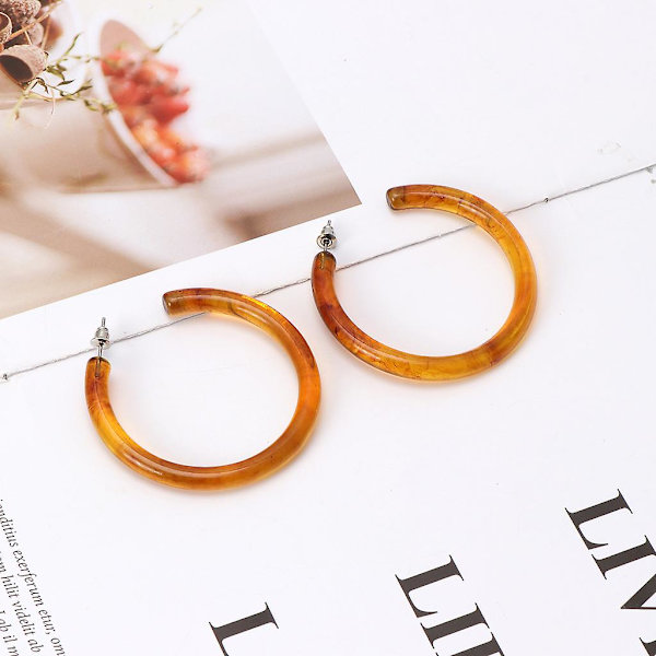 Akrylörhängen Harts Hoop Örhängen Sköldpadda För Skal Boho Statement Stud Earr