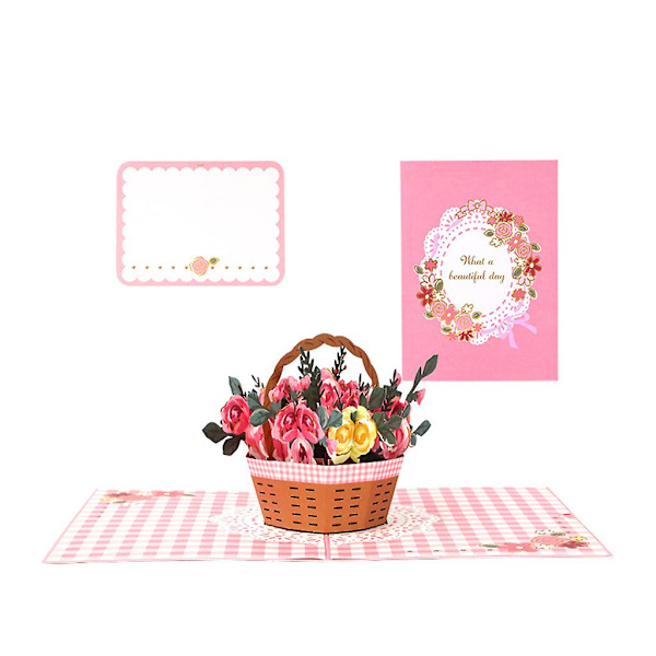 Roe Flower 3D Pop-up Gratulasjonskort for Morsdag Bryllupsfest med Konvolutt