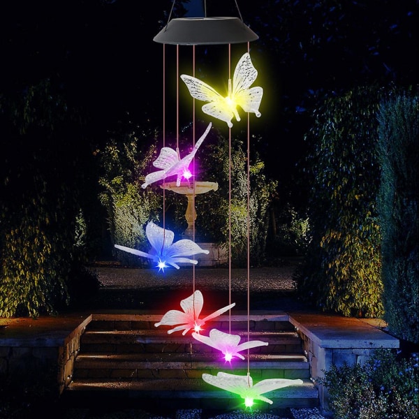 1st Schmetterling Windspiel Licht, Solar Outdoor Party Garten Dekoration Licht, Mutter Geschenk (farbe)