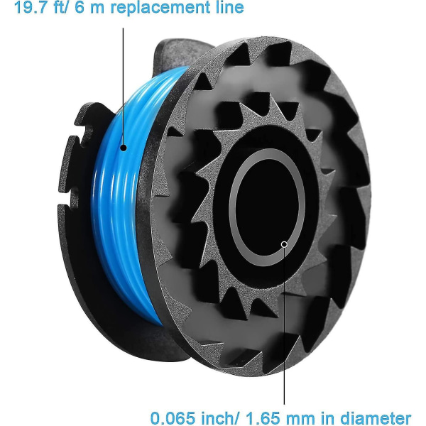 6-pack ersättningsspolar för trimmer, 6 m, 0,065 tum, grästrimmerlina