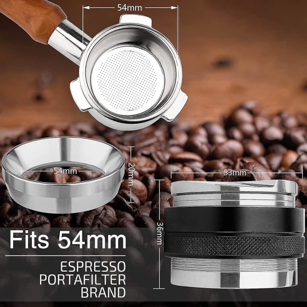 53mm espressotamper & kaffedistributør og 54mm doseringstragt sæt