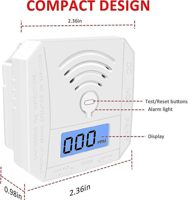 Mini Kulmonoxiddetektor - CO Alarm Med Digital Display Og Lydalarm